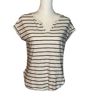 Old Navy Size XS Striped Sleeve Top White and Blue